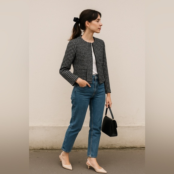 Weekend Max Mara Jackets & Blazers - Weekend MaxMara Black and White Checkered Jacket